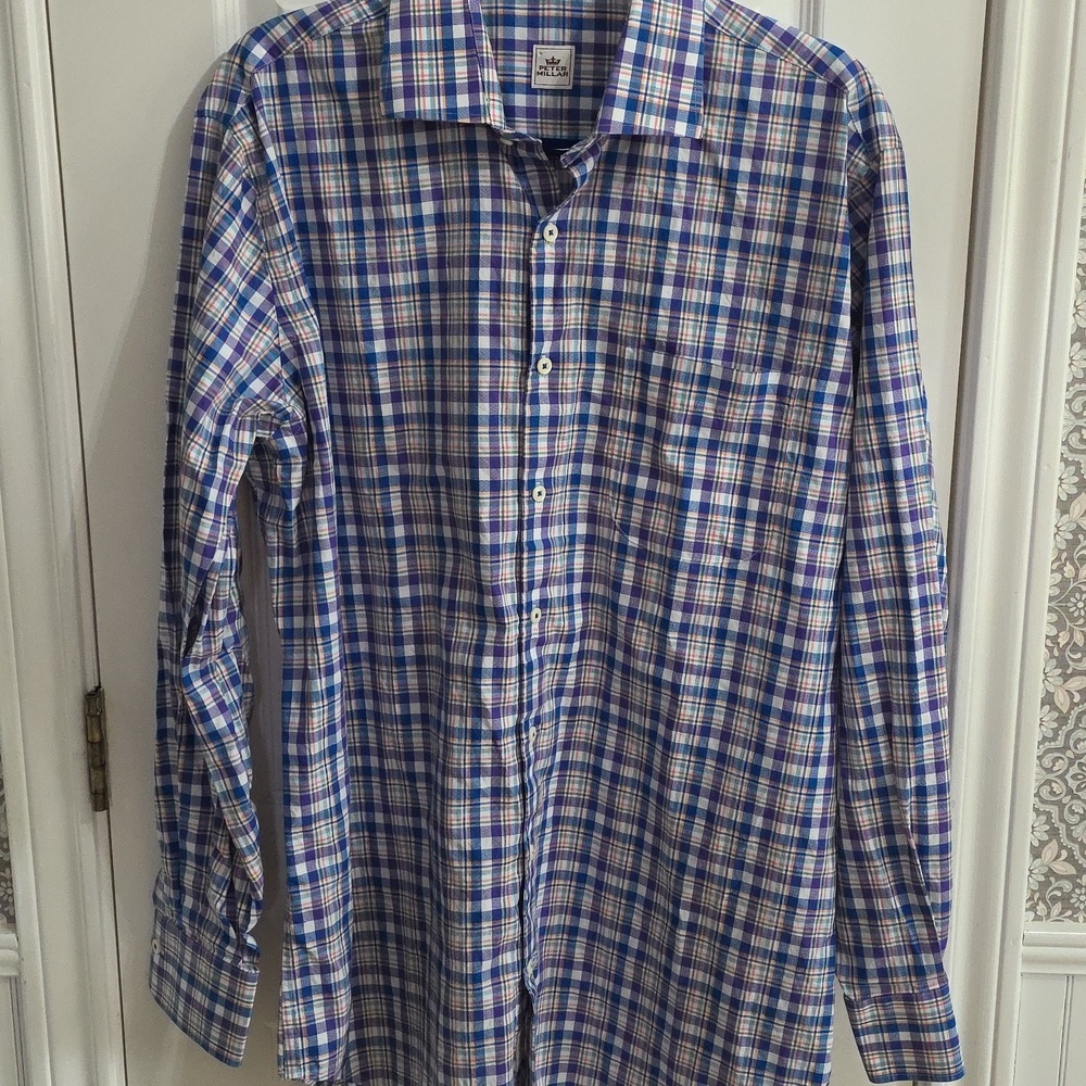 Peter Millar Set Of 2 100% Cotton Collared Button Down Long Sleeve Shirts Large - Picture 2 of 11